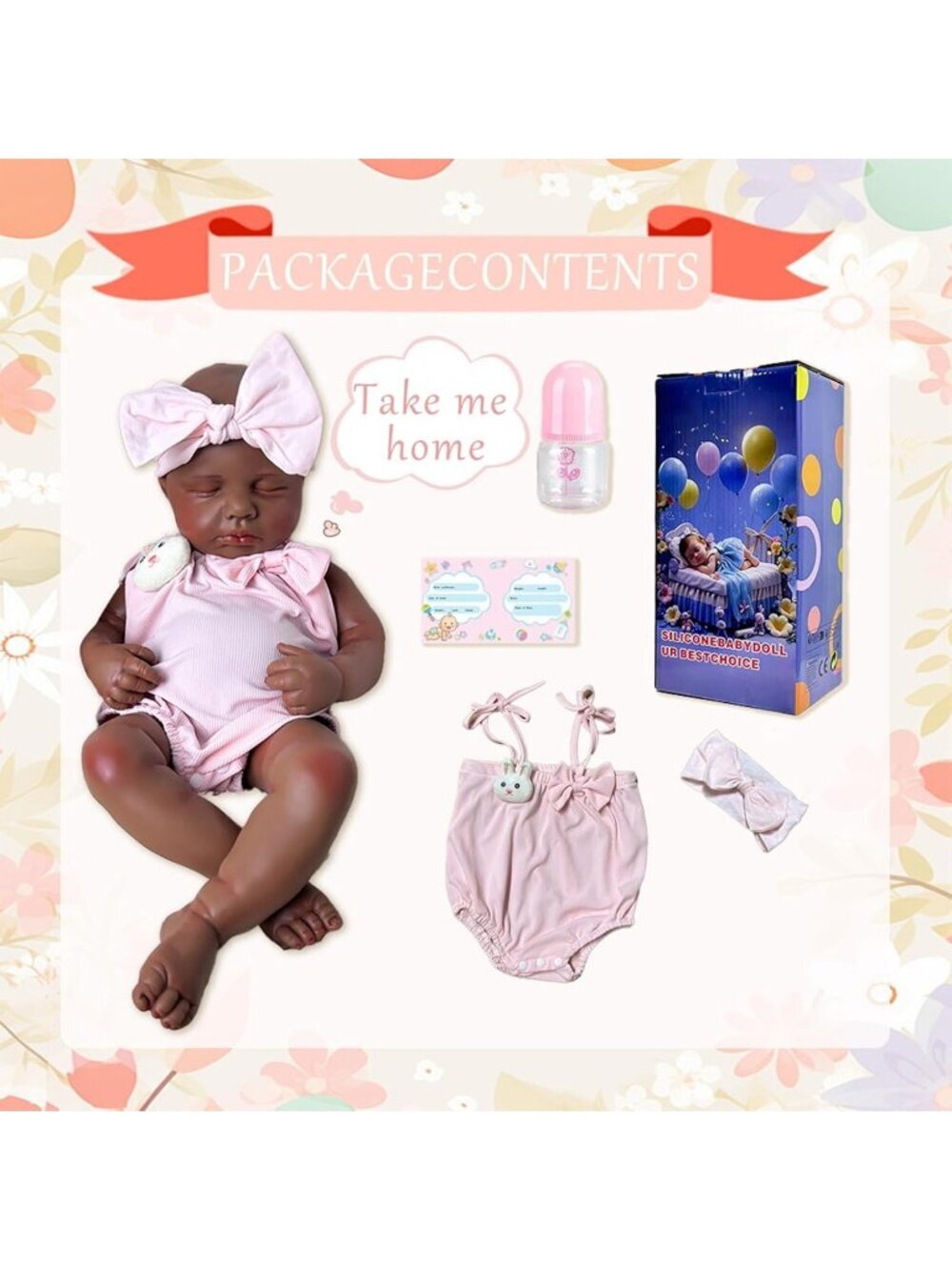 18.5 inch Girl Handmade Face Realistic Silicone Body Reborn Baby Doll For Kids - Picture 4 of 7